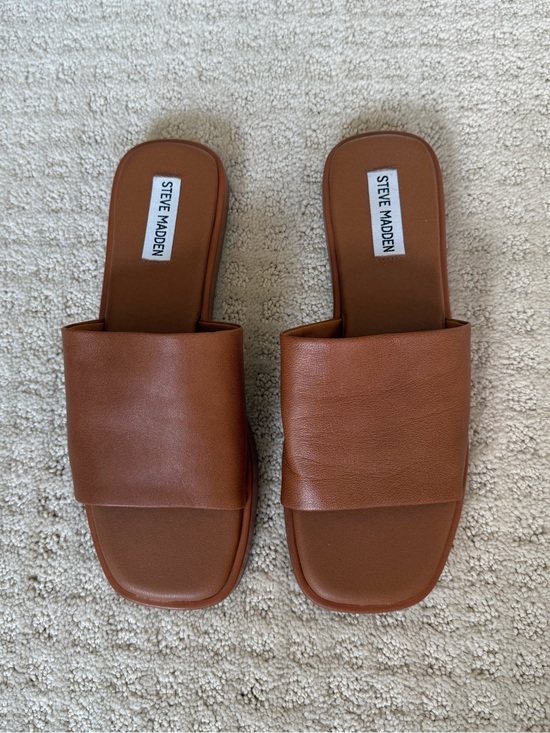 Steve Madden Shoes - Steve Madden Cognac Wide-Band Slide Sandals, size 8